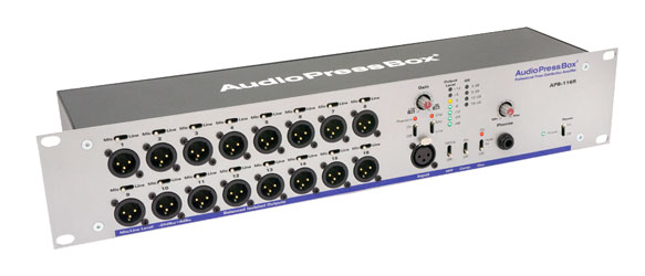 AUDIOPRESSBOX APB-116 R SPLITTER DE CONFERENCE actif, 2U, 1x entrée micro/ligne,16x sortie micro/line