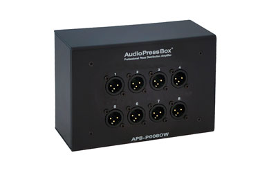 AUDIOPRESSBOX APB-P008 OW-EX EXTENS.SPLITTER fix.au mur, 1x entr.ligne, 8x sort.micro, noir