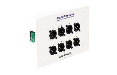 AUDIOPRESSBOX APB-P008 IW-EX EXTENS.SPLITTER à encast.au mur, 2x entr.ligne, 8x sort.micro, blanc