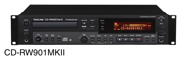 TASCAM CD-RW901MKII ENREGISTREUR CD 2U, CD-R, CD-RW, XLR sym., AES, SPDIF, TOSlink