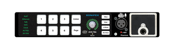 SONIFEX AVN-TB6 INTERCOM TALKBACK 6 touches, AES67 AoIP, autonome