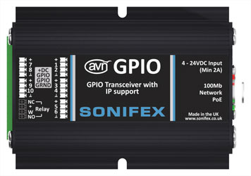 SONIFEX AVN-GPIO INTERFACE émetteur/récepteur, GPIO vert LAN, PTP, Ember+, UDP