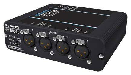 SONIFEX AVN-DIO15 INTERFACE AUDIO Dante, alimentation PoE, 4x XLR analog.vers Dante