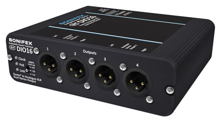 SONIFEX AVN-DIO16 INTERFACE AUDIO Dante, alimentation PoE, Dante vers 4xsort.XLR analog.