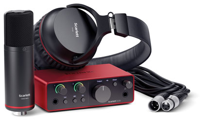 FOCUSRITE SCARLETT SOLO STUDIO 4TH GEN INTERFACE AUDIO pack avec micro, cordon et casque