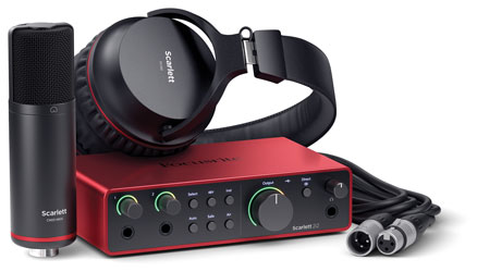 FOCUSRITE SCARLETT 2I2 STUDIO 4TH GEN INTERFACE AUDIO pack avec micro, cordon et casque