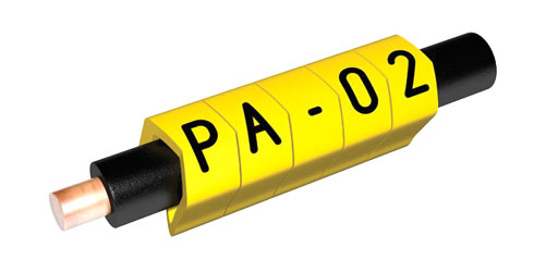 PARTEX MARQUEURS DE CABLE PA02-CBY  1.3à 3 mm, numéro 0, noir sur jaune, reel de 500