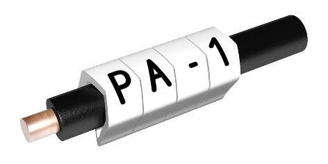 PARTEX MARQUEURS DE CABLE PA1-200MBW.+ 2.5à 5 mm, caractère +, noir sur blanc, pack de 200