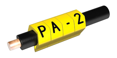 PARTEX MARQUEURS DE CABLE PA2-MBY.S 4 à 10 mm, lettre S, noir sur jaune, pack de 100