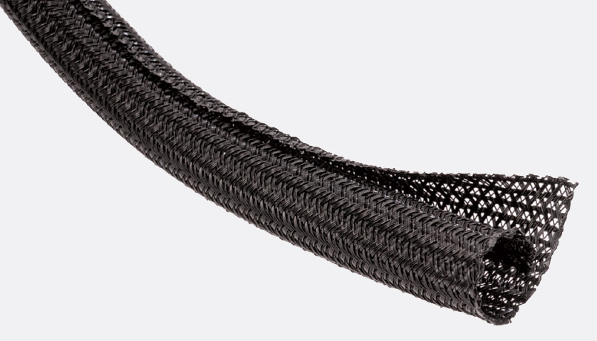 Cache-câble noir universel en tresse extensible de 7,6m de longueur