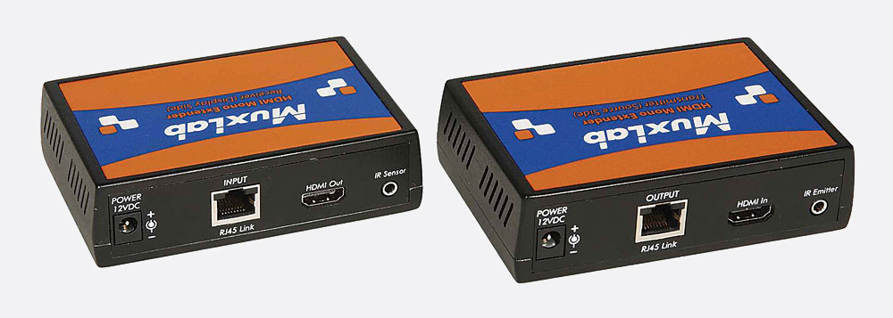Prolongateur actif HDMI via RJ45 (deux câbles RJ45 nécessaires), par