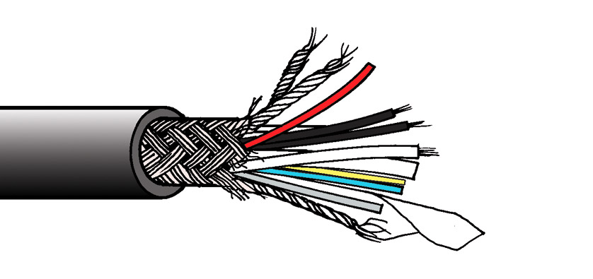 Câble hybride multiconducteur monomode à fibre optique +