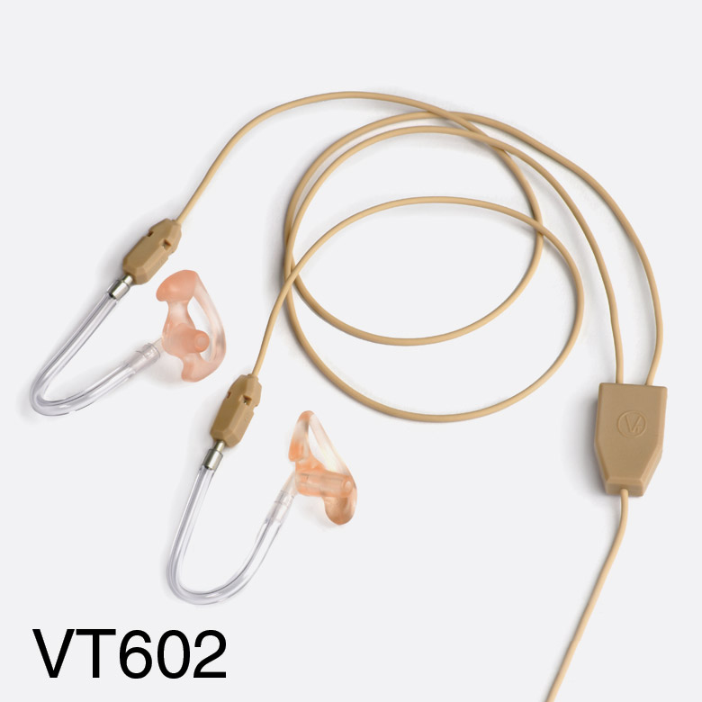 Vhbw Tube acoustique de sécurité oreillette 2 bouchons d'oreille, noir /  transparent pour casque audio, appareils radio